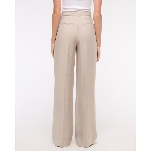 ABERCROMBIE & FITCH Drapey Tailored Wide Leg Pant Sand Sz M Long NWT {W38} - Picture 4 of 5